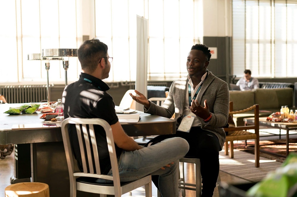 two men having a conversation