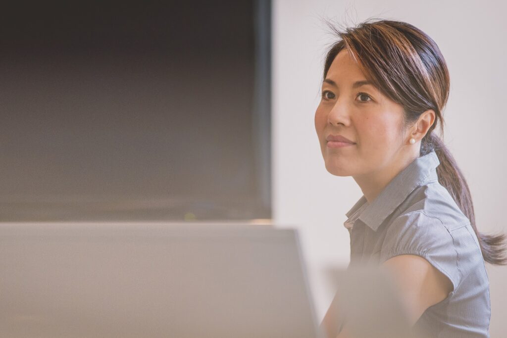 Woman smiling at work