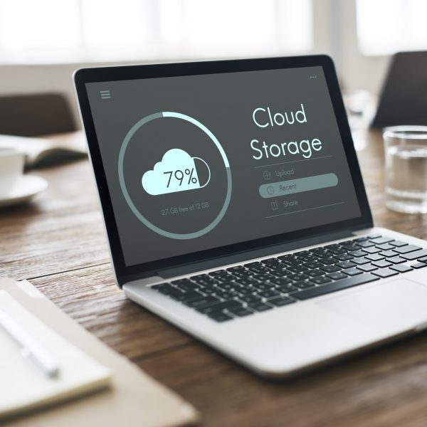 a laptop displaying cloud storage