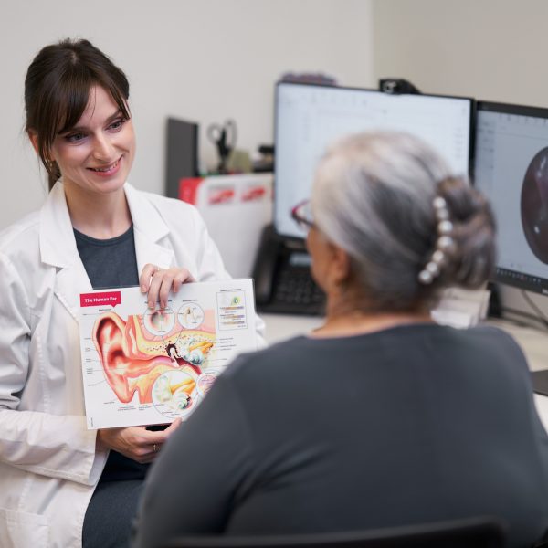 Heather Ritchie, Neil Squire Hearing Solutions Audiologist, working with a client