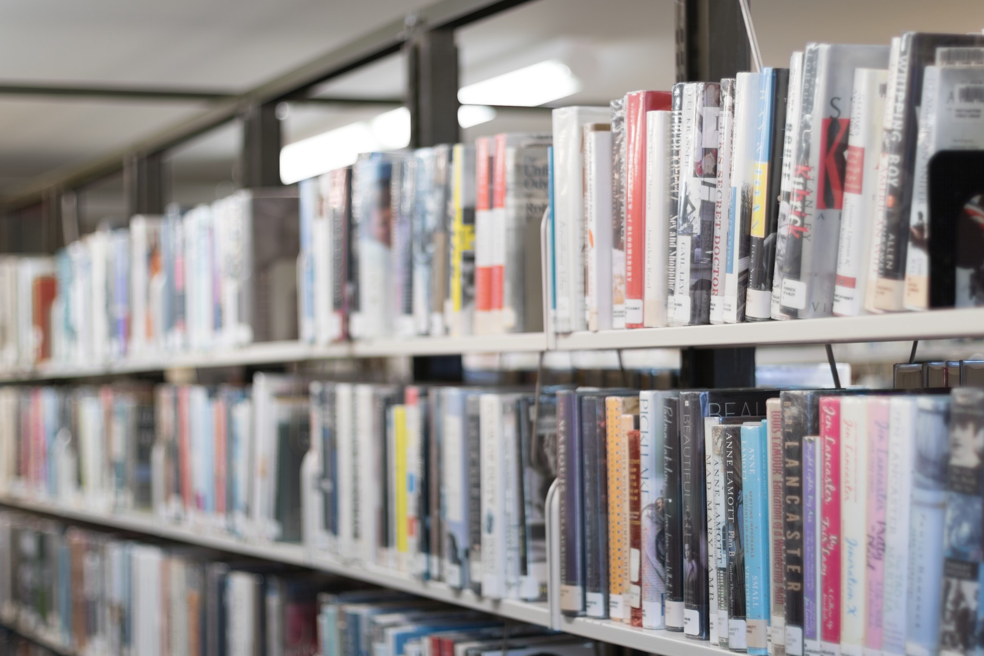 rows of books in a library