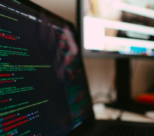 Coding being done on a laptop.